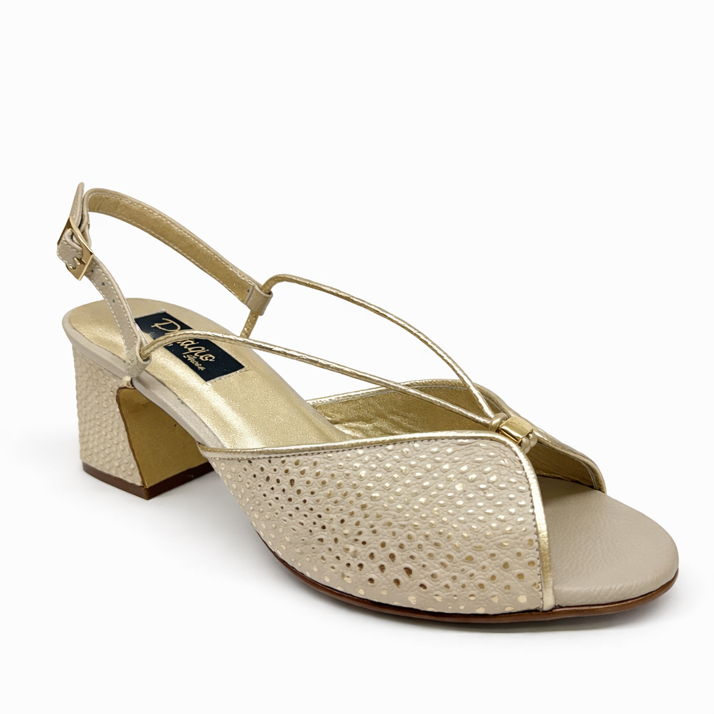 SANDALIA TALCO X DORADO AMAPOLA