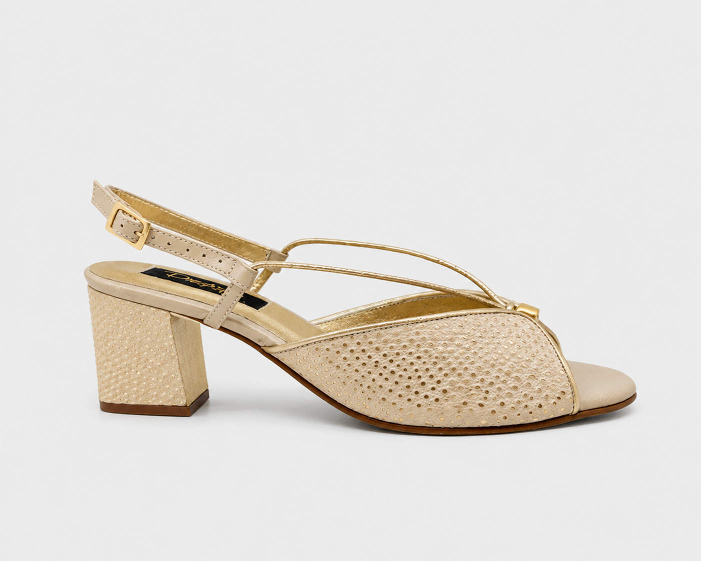 SANDALIA TALCO X DORADO AMAPOLA